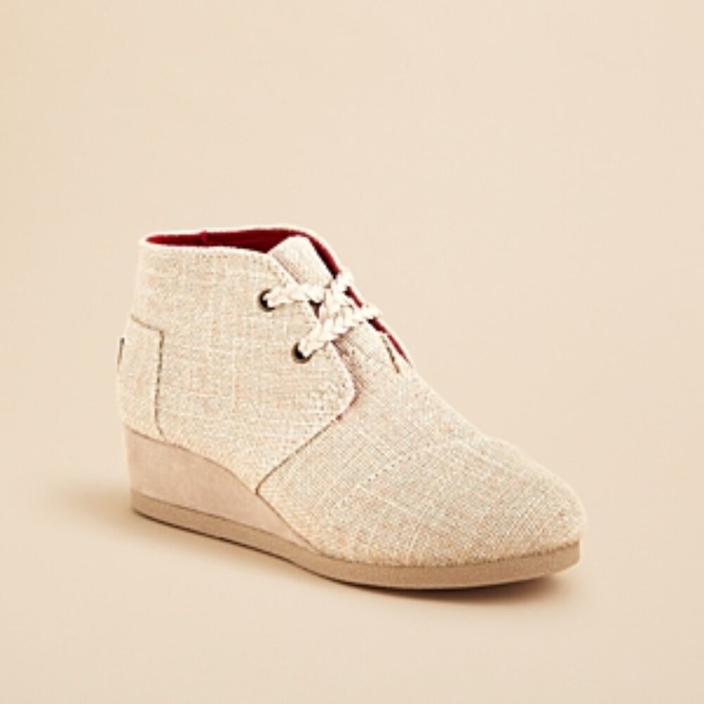 Toms Desert Wedge Gold Metallic Burlap